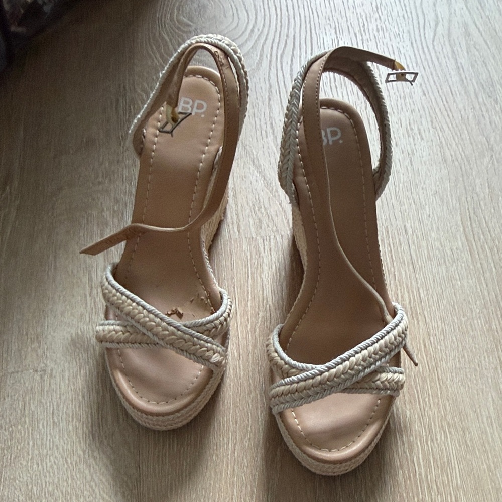 BP Cream Espadrille Wedge Sandals